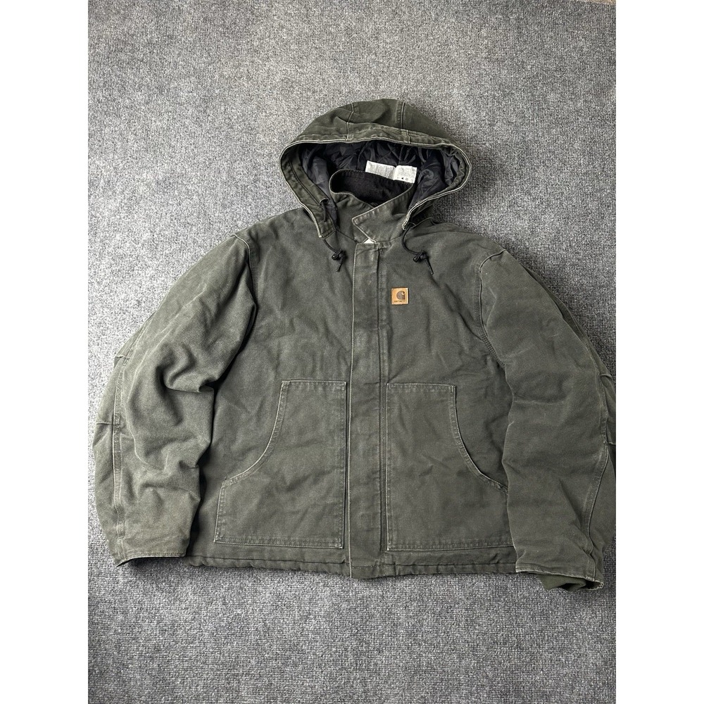 Mens Hooded Carhartt J22 MOS Duck Work Jacket Made in USA, Size XL
